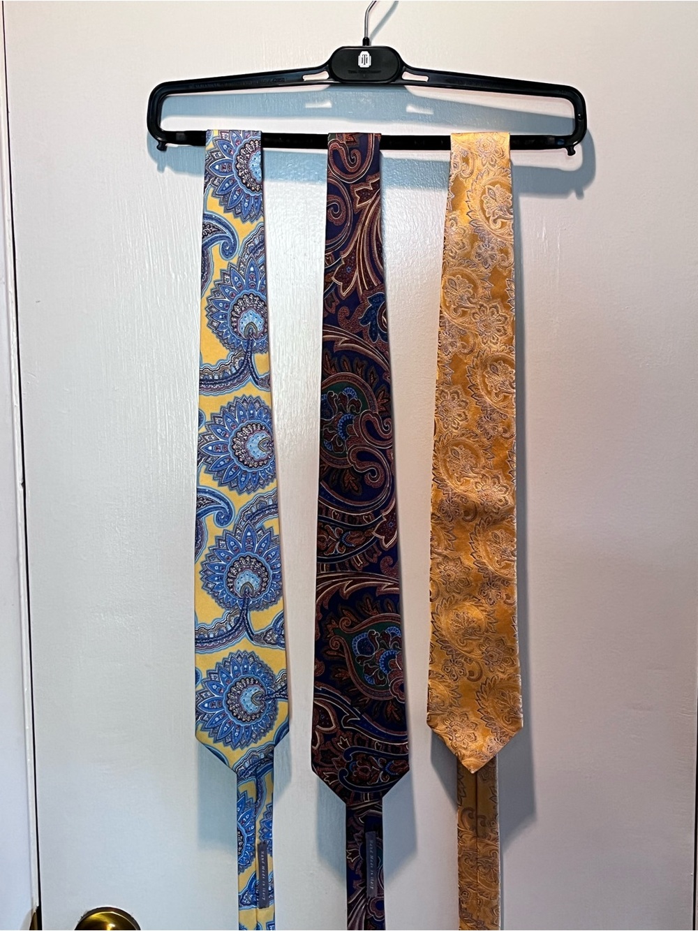 Men's Paisley Silk Tie - Yellow & Blue / Navy / Gold